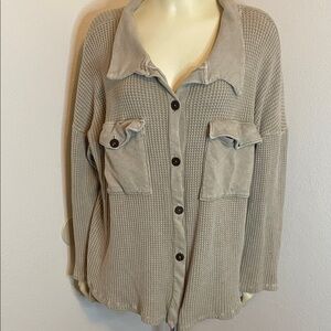 BUCKETLIST Beige Button-Up Blouse